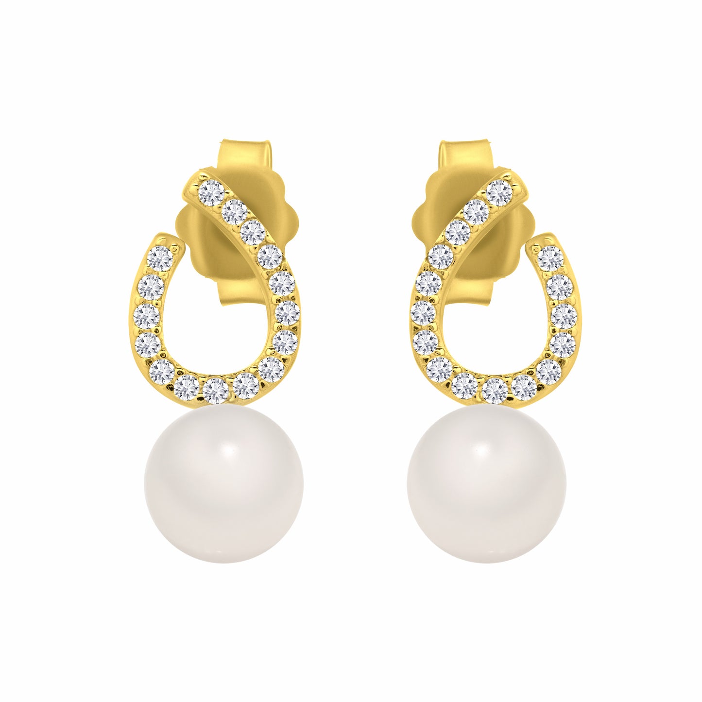 Pearl Iced Gold Earrings