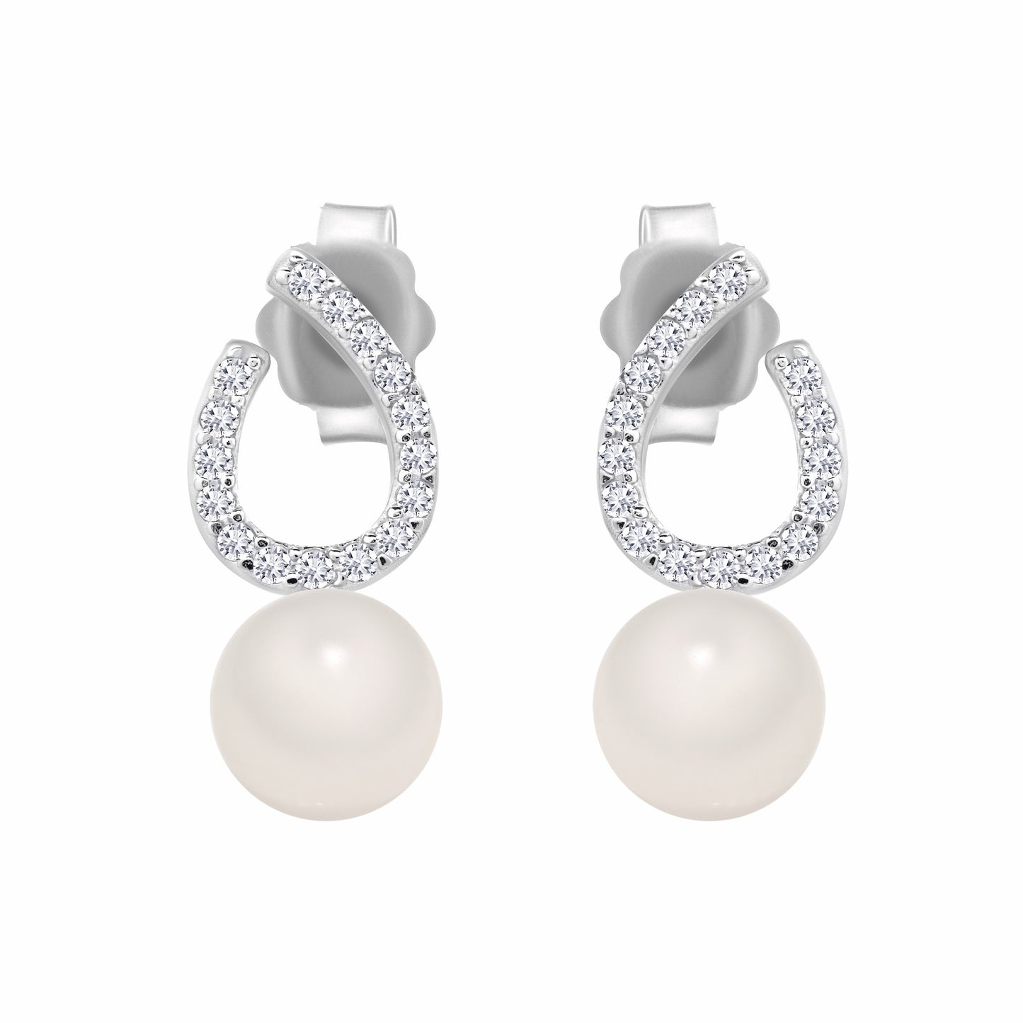 Pearl Iced Silver Earrings