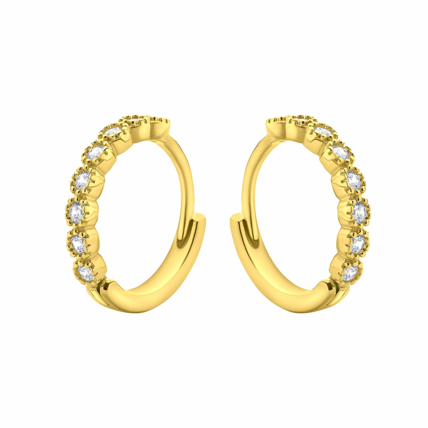 Huggie Hoop CZ Gold Earrings