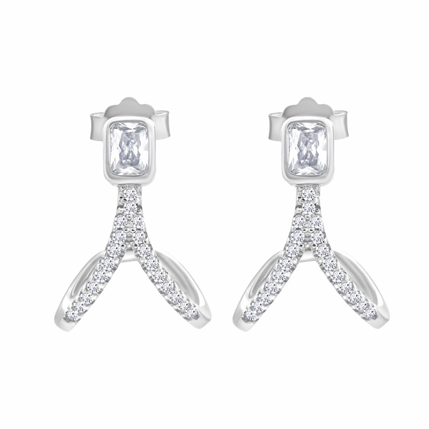 Twist Heart CZ Silver Earrings