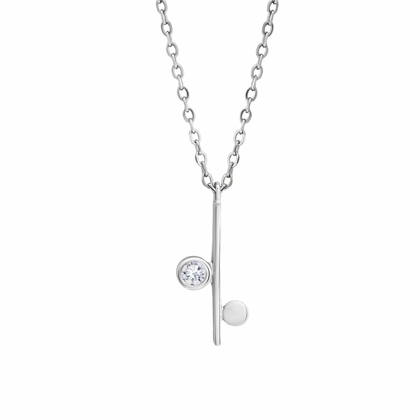 Minimalist Bar CZ Silver Necklace