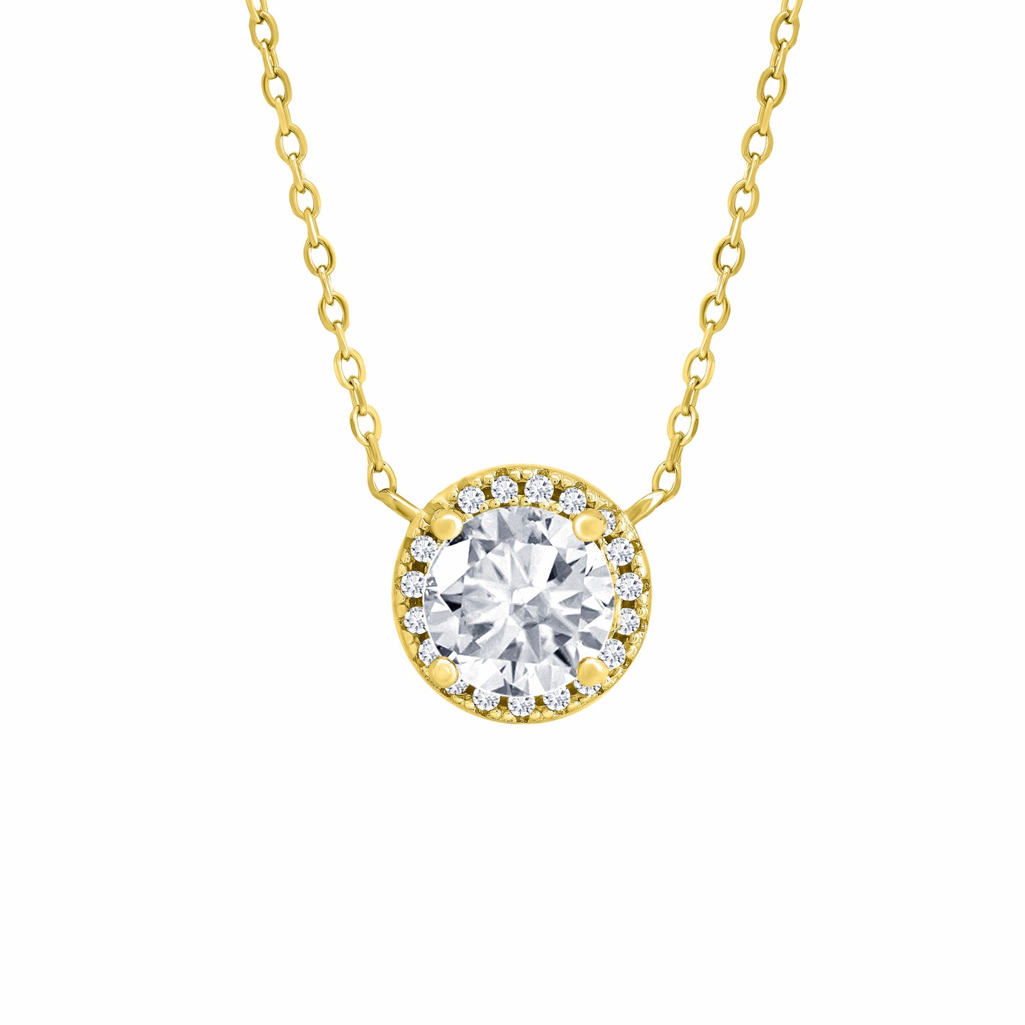 Halo Cubic Zirconia Gold Necklace