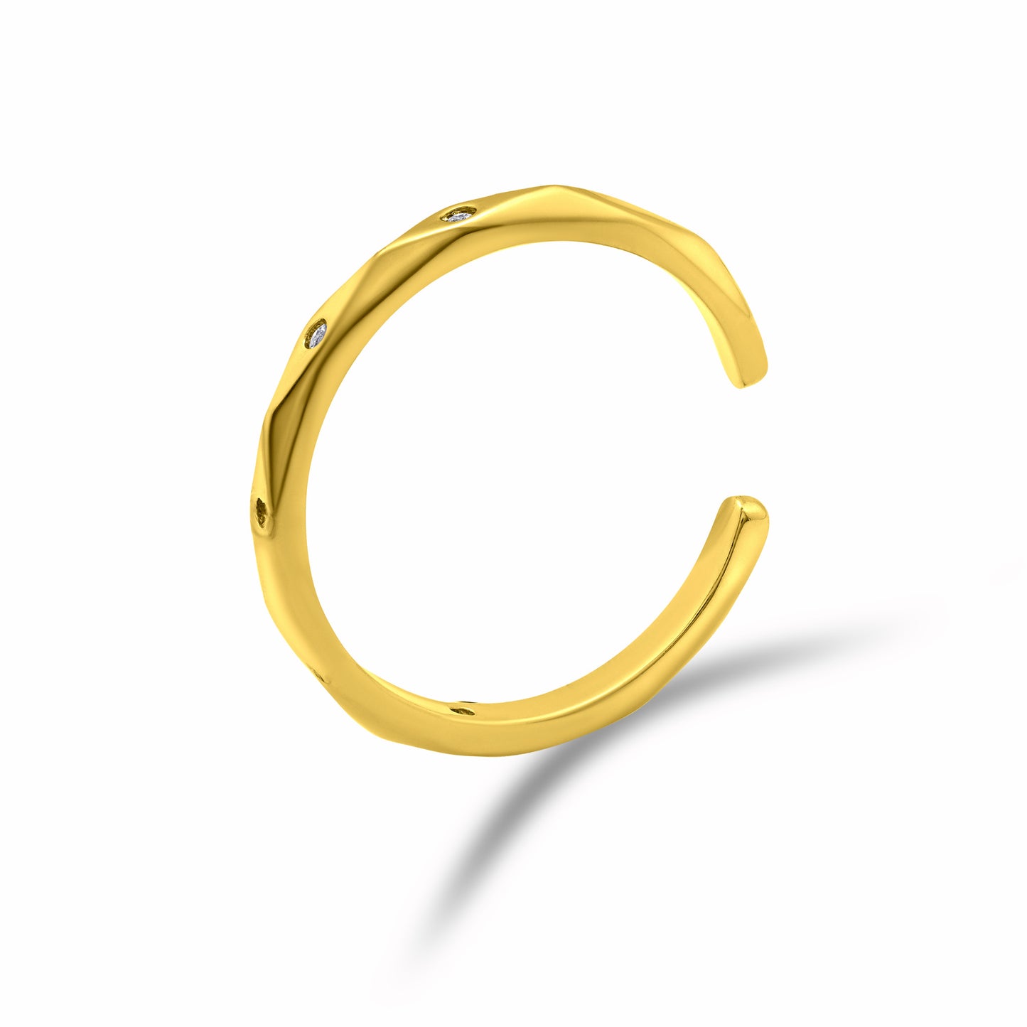 Graphic CZ Gold Ring