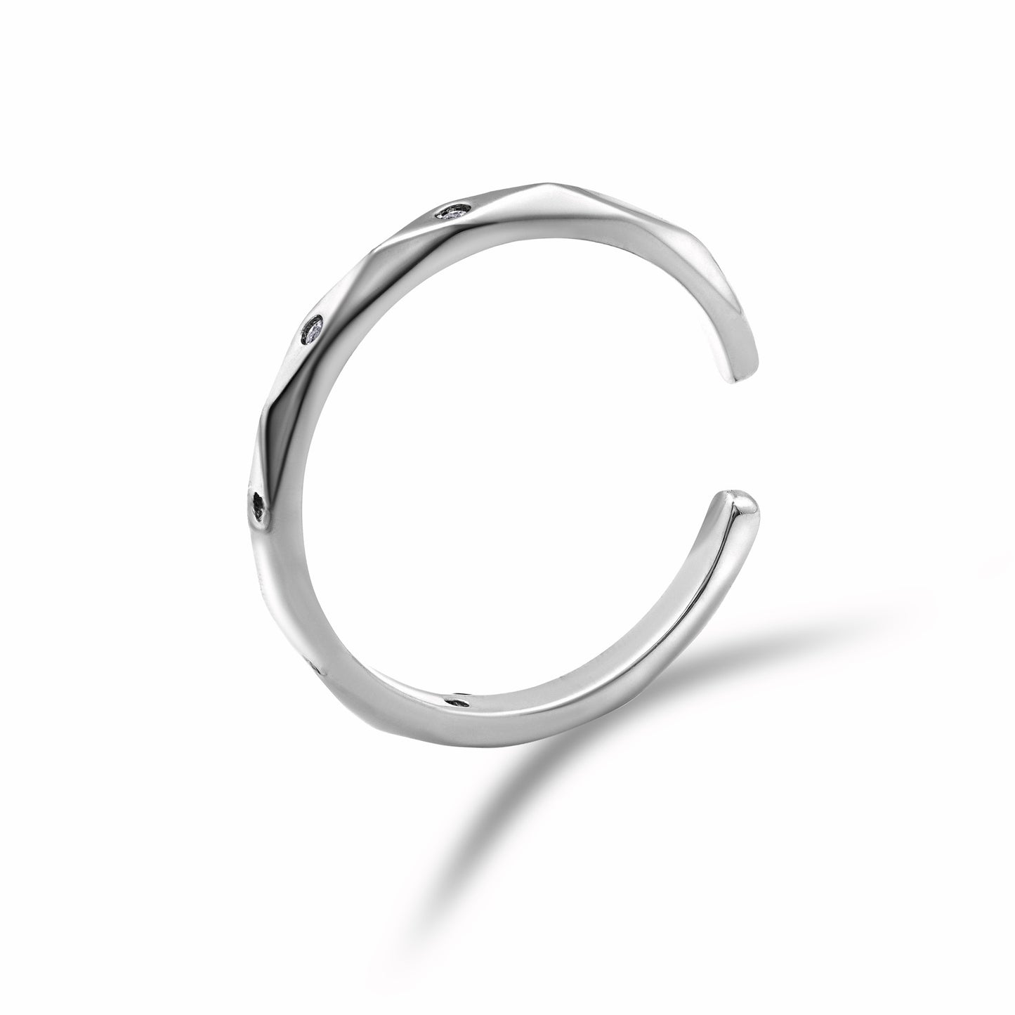 Graphic CZ Silver Ring