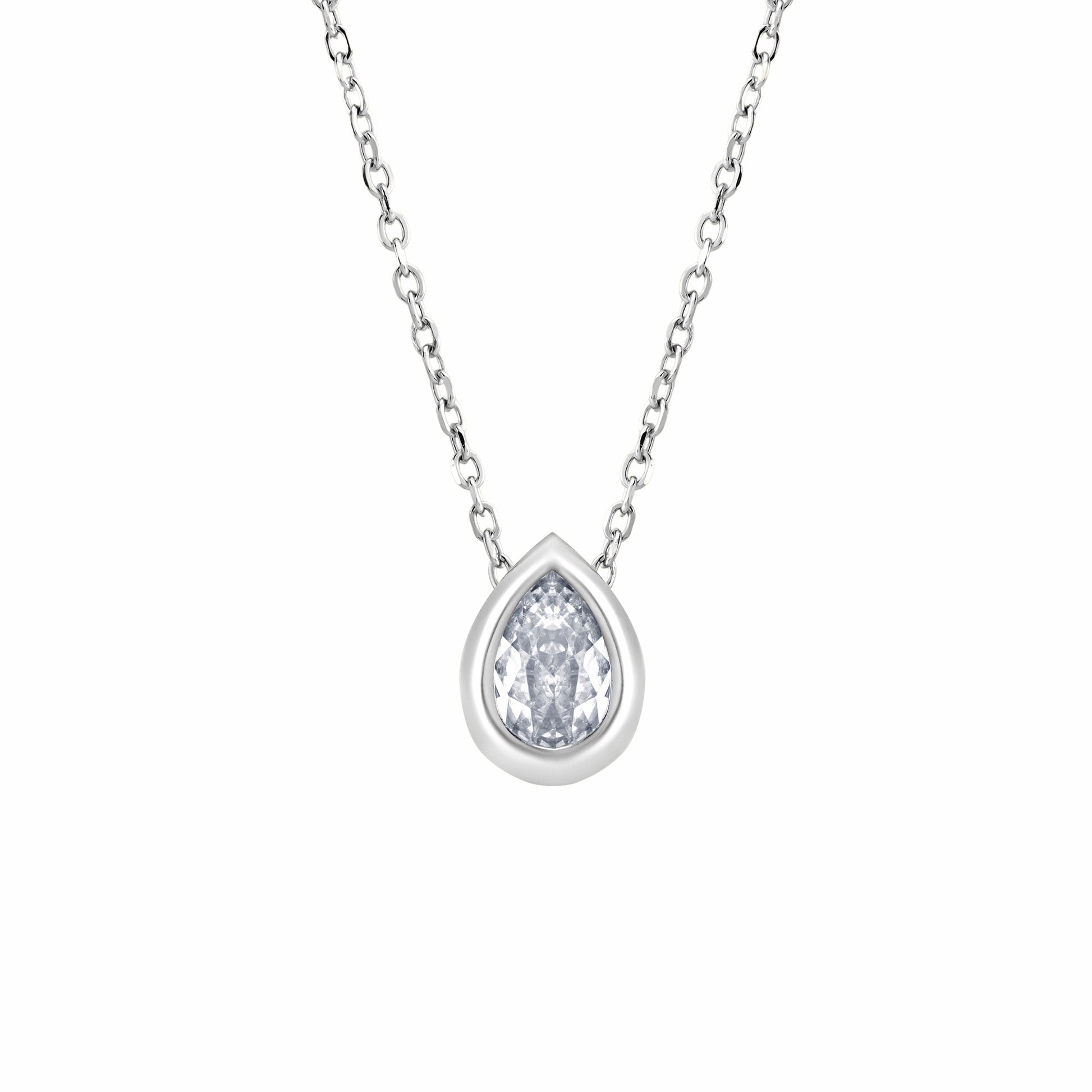 Droplet CZ Silver Necklace