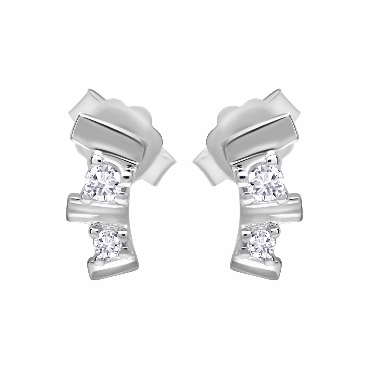 Trilogy silver Earrings on white background