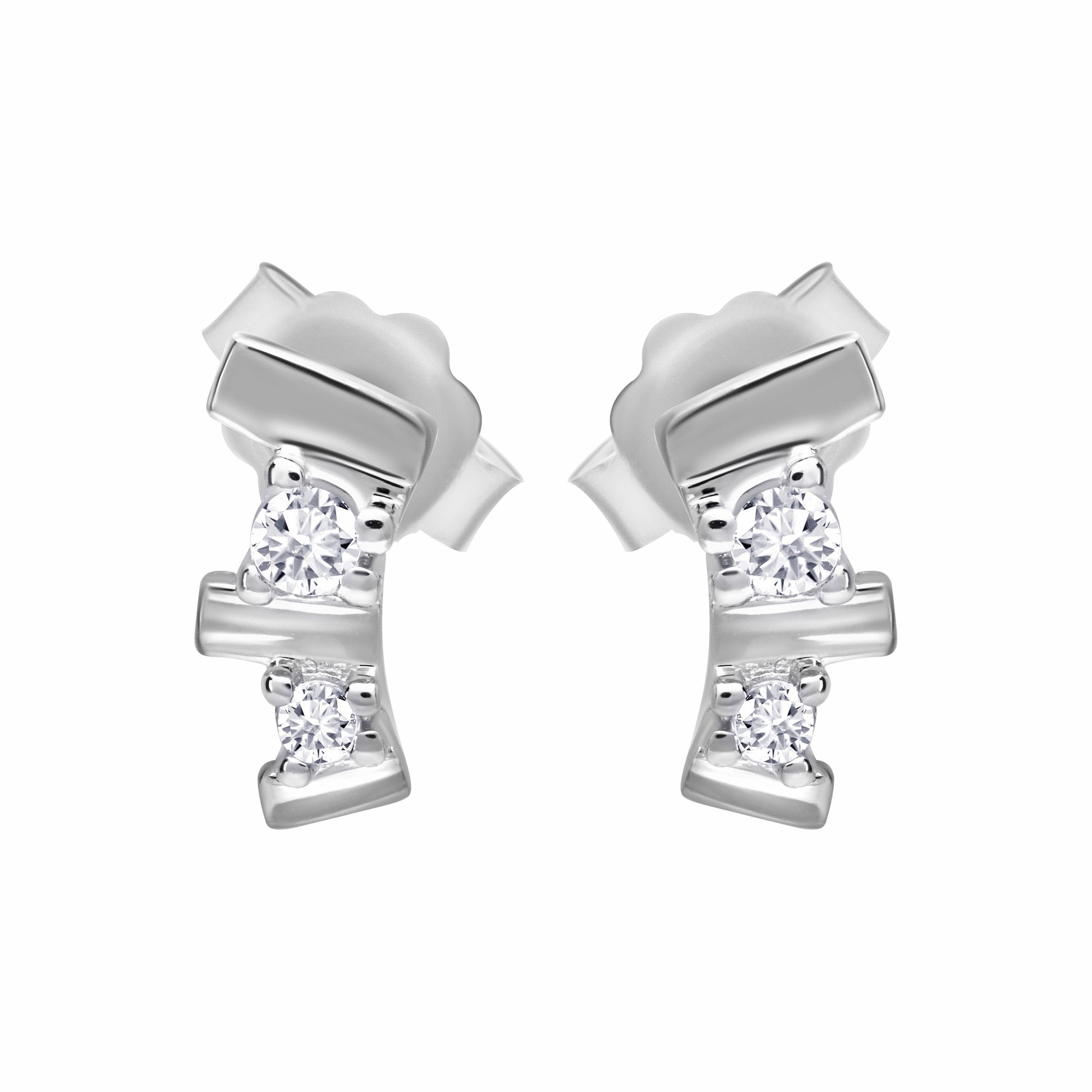 Trilogy silver Earrings on white background