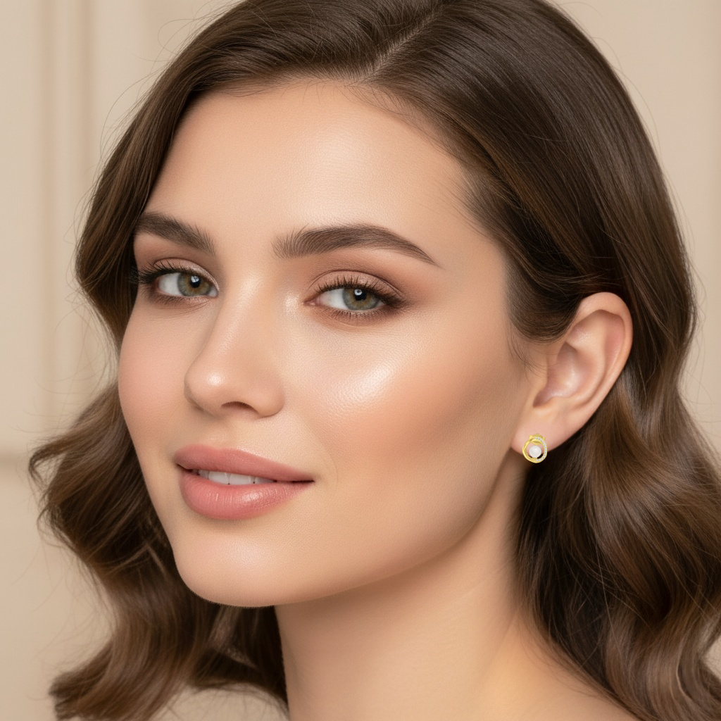 Close-up of a woman's face with a neutral background