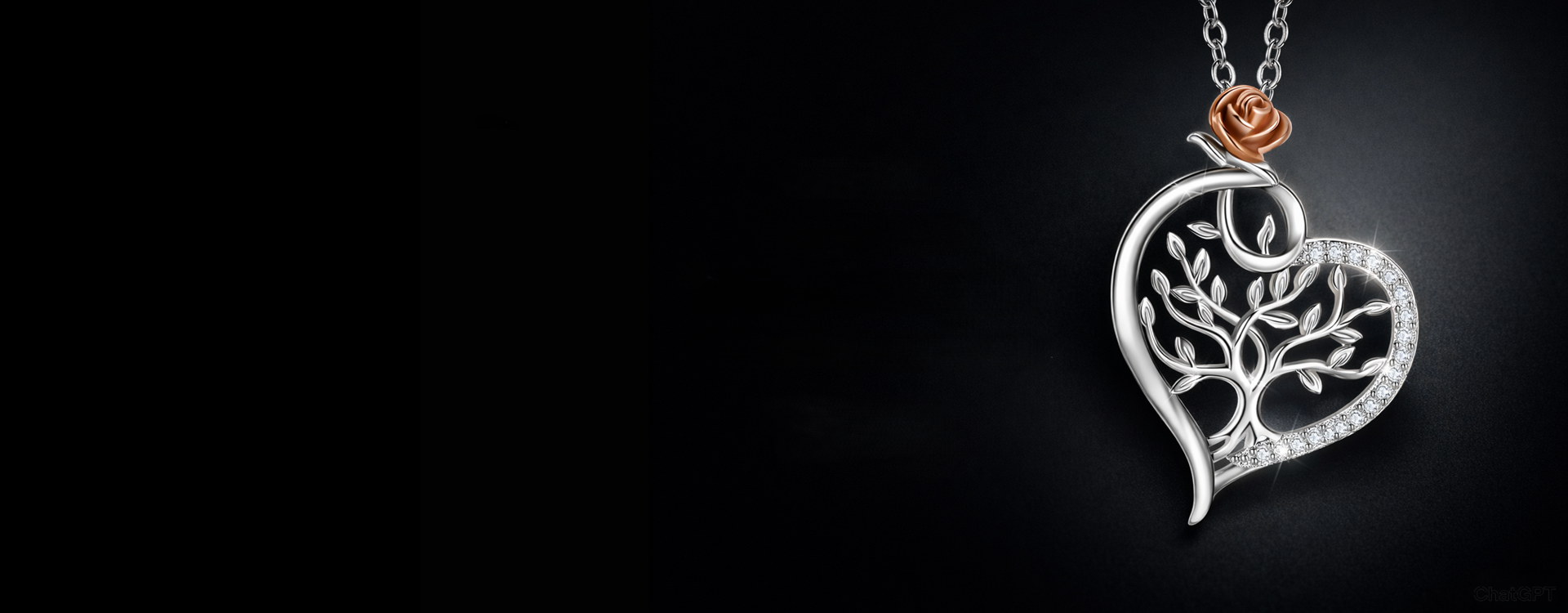 Luxury silver heart pendant with tree of life design, International Women’s Day gift by Crysttal