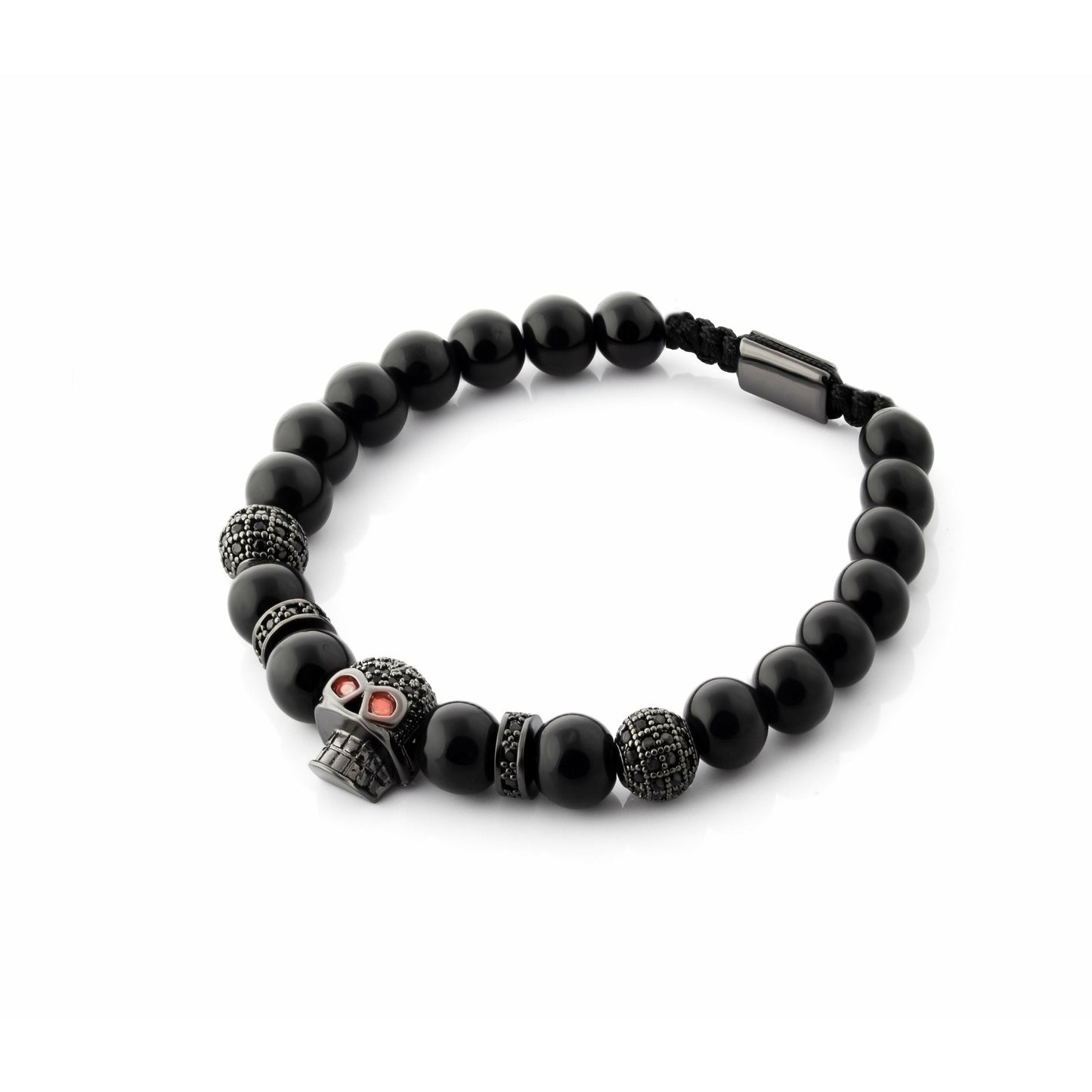 Black Agate Skull Bracelet Black