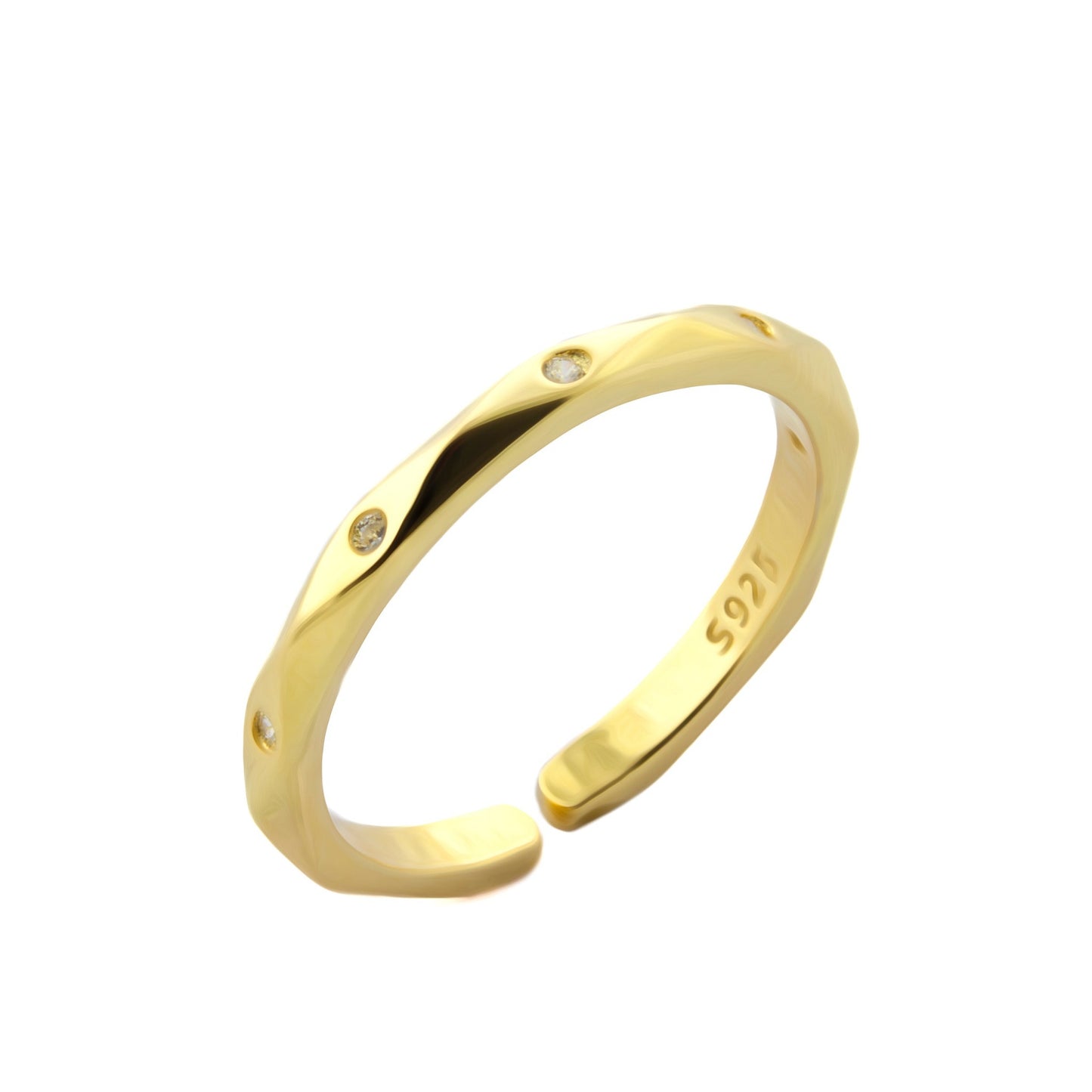 Graphic CZ Gold Ring