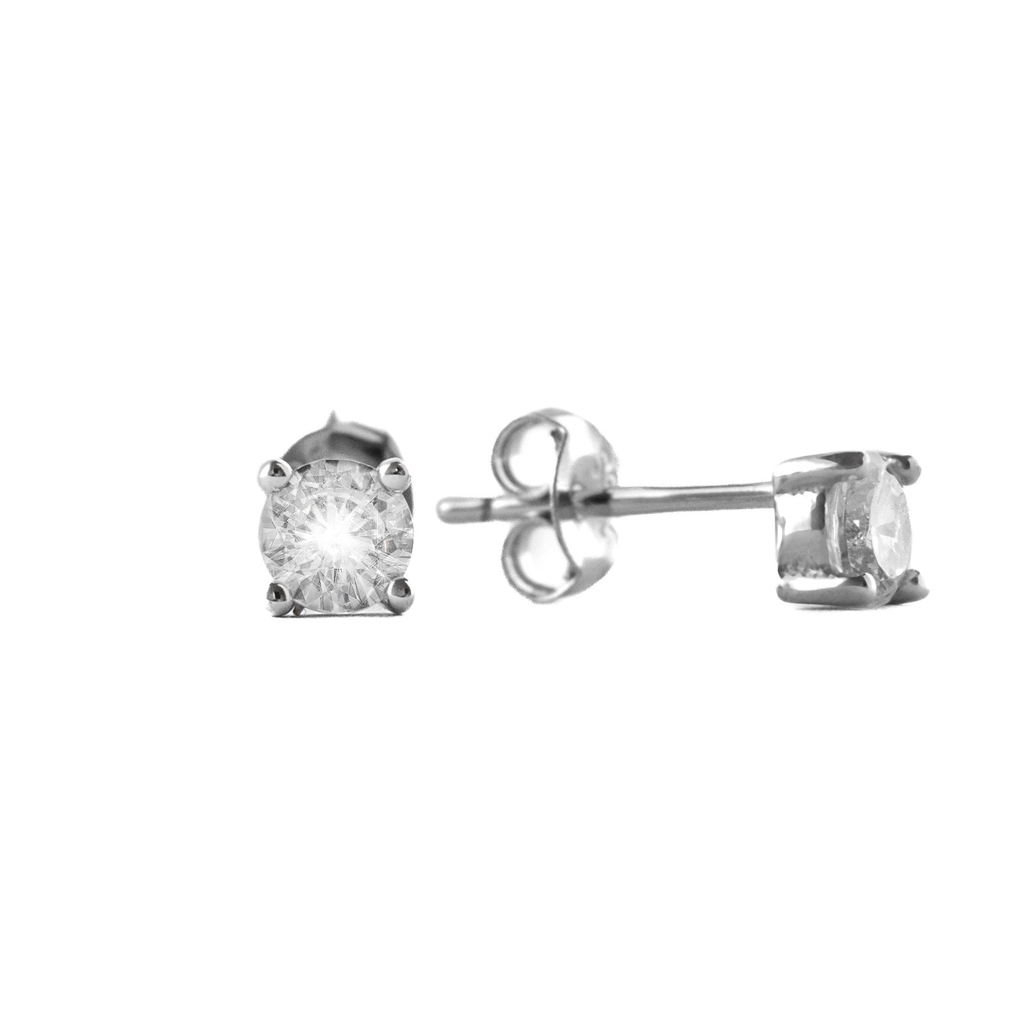 Square CZ Silver Stud Earrings