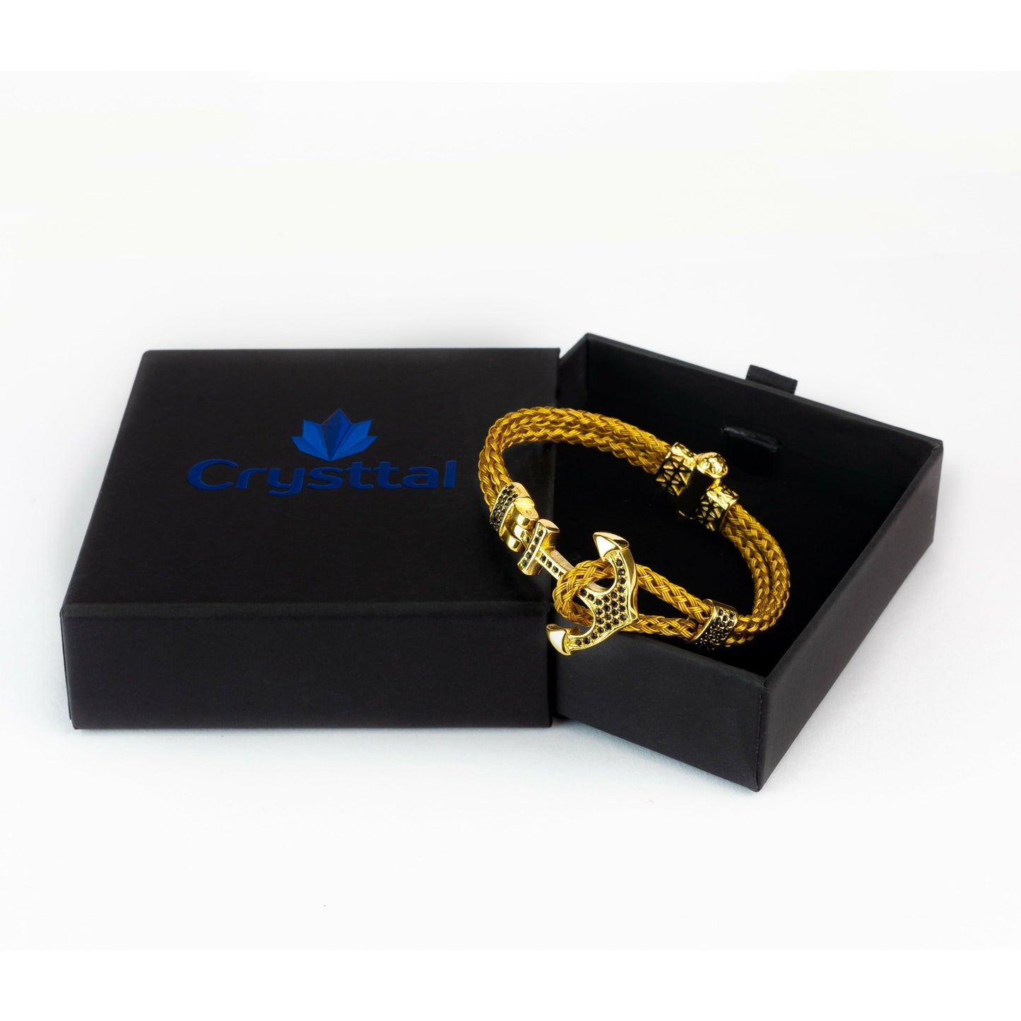 Gold Charming Anchor Bracelet in Crysttal branded gift box