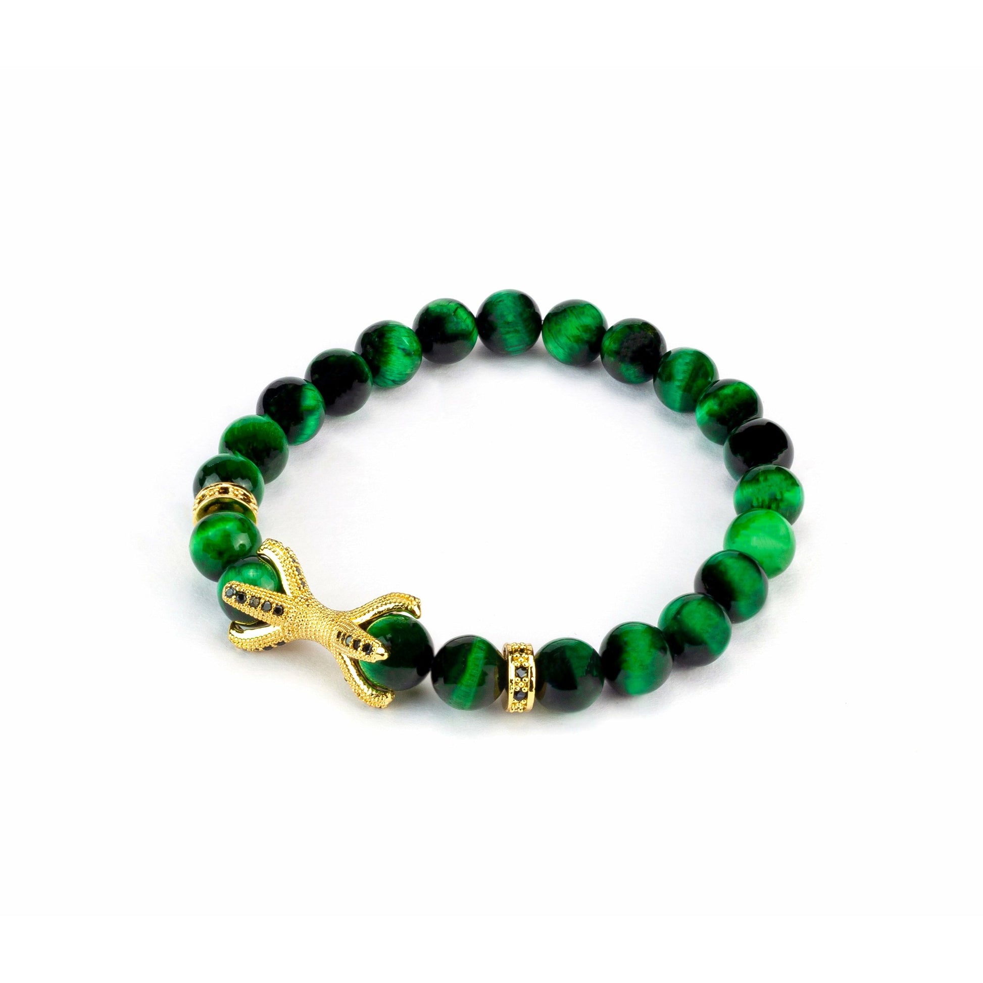 Dragon Claw Green Tiger's Eye Bracelet in Gold