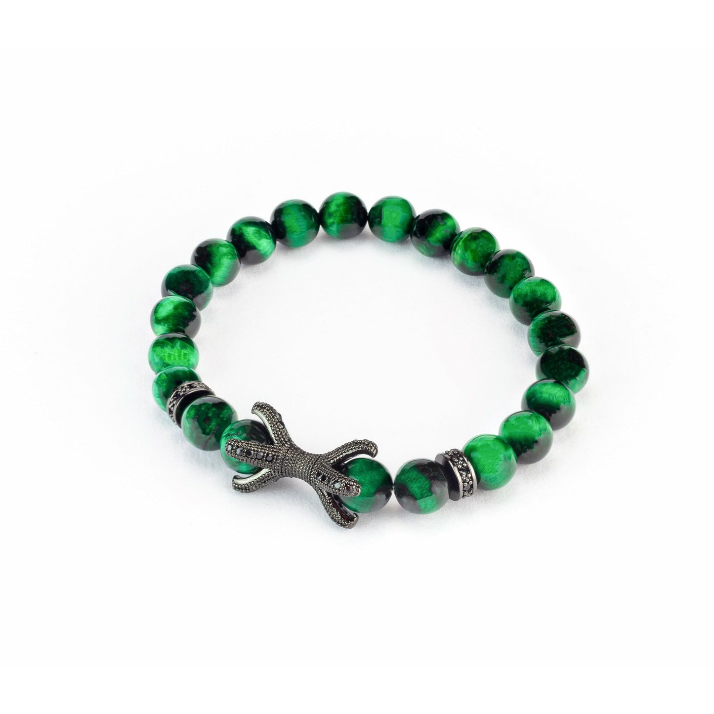 Dragon Claw Green Tiger's Eye Bracelet in Black