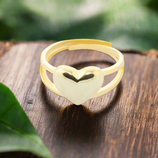 Love Heart Gold Open Ring by Crysttal